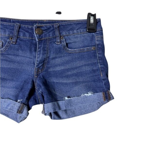 Aeropostale Women’s Midi Denim Shortie Shorts 00 Y2K Low Rise Festival B… - Picture 3 of 8